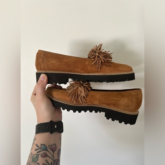 Ron White Italy Skylar Fringe Women's Leather Slip On Loafers Shoes - Picture 5 of 7